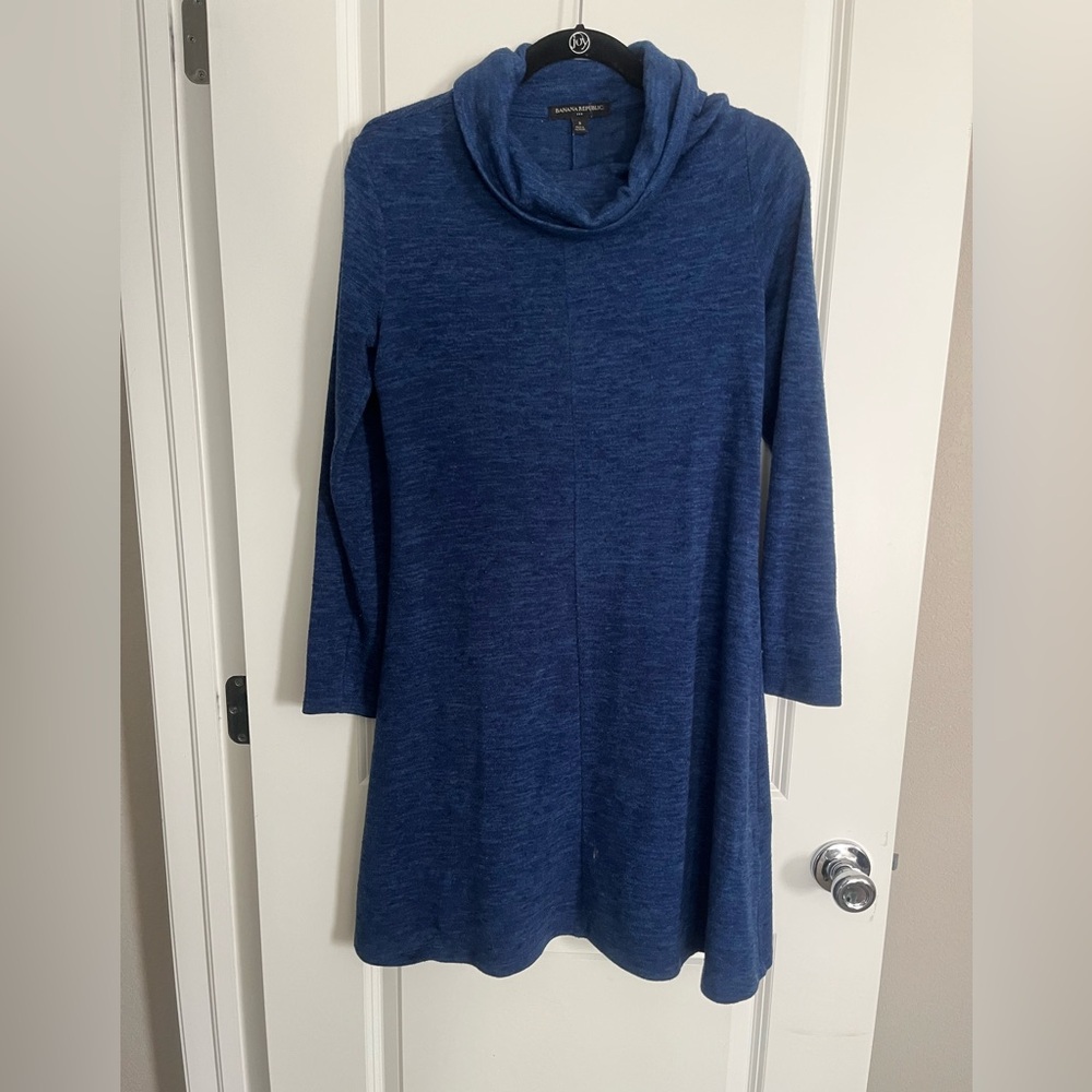 Blue Cowl Neck Dress
